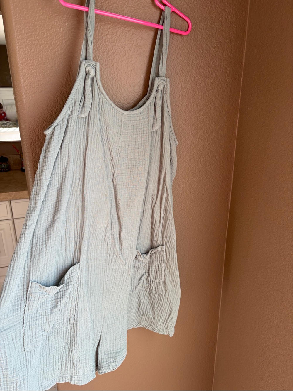 Ingrid & Isabel Light Blue Gauze Romper with Pockets
